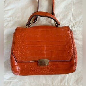 ZARA faux croc orange shoulder bag with adjustable strap